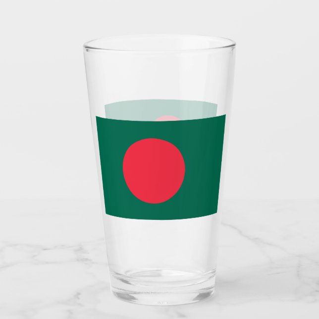 Copo de vidro Patriótico com bandeira de Banglades (Frente)