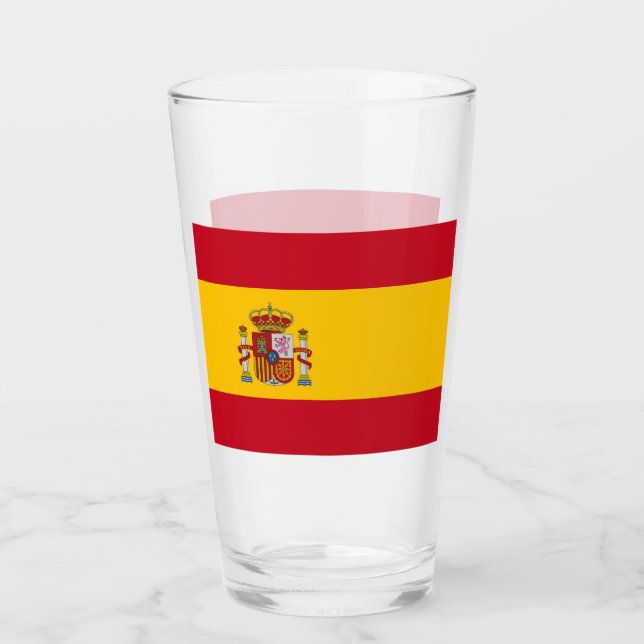 Copo de vidro Patriótico com bandeira de Espanha (Frente)