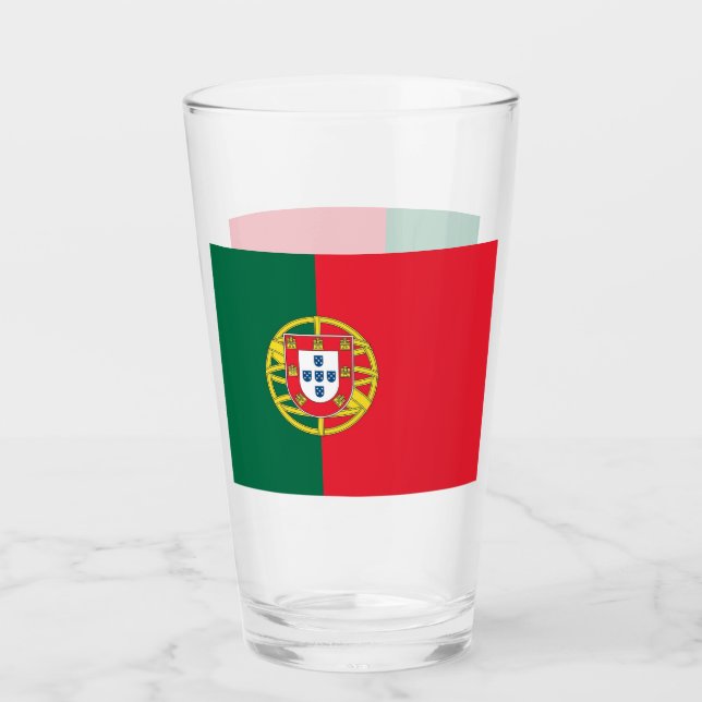 Copo de vidro Patriótico com bandeira de Portugal (Frente)