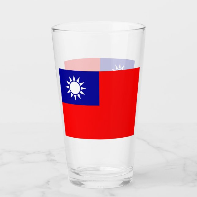 Copo de vidro Patriótico com bandeira de Taiwan (Frente)