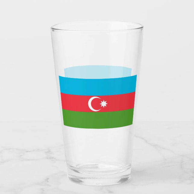 Copo de vidro Patriótico com bandeira do Azerbaijã (Frente)