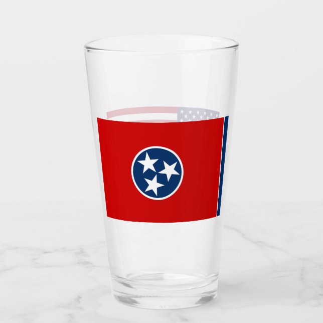 Copo de vidro Patriótico com bandeira do Tennessee (Frente)