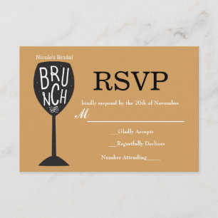 Copo de Vinho BRUNCH Cartão de RSVP de QUALQUER CO