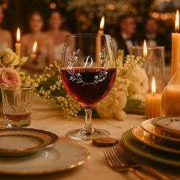 Copo de Vinho com Nome Personalizado Elegante Mono