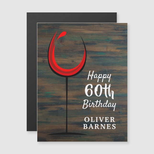 Copo de Vinho Tinto de Madeira Rústica Aniversário (Frente/Verso)