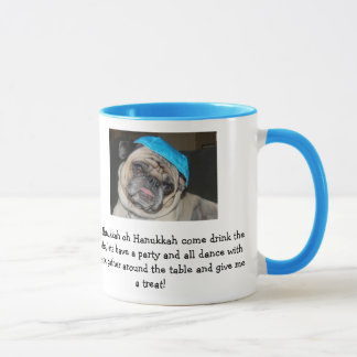 Copo do café da caneca do pug de Hanukkah