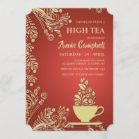 Copo Dourado do convite do chá