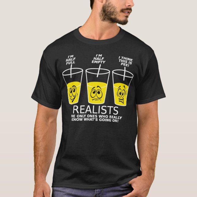 Copo Realista Camiseta Engraçada Preta (Frente)