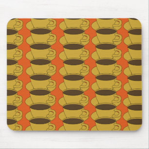 Copos de café retros no mousepad alaranjado