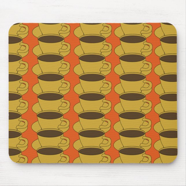 Copos de café retros no mousepad alaranjado (Frente)