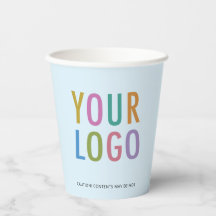 Copos de Papel Azul Claro Personalizados com Logot