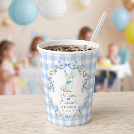 Copos de papel de aniversário com laço azul Silly