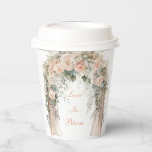 Copos de Papel de Noiva Flor de Pêssego Elegantes