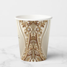 Copos de Papel Florais Ornamentados Elegantes Dour