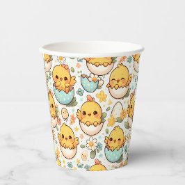 Copos de Papel Kawaii Frango de Páscoa Fofos