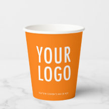 Copos de Papel Laranja Personalizados com Logotipo