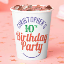 Copos de Papel para Aniversário de 10 anos da Cria