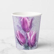 Copos de Papel Tulipas Roxas