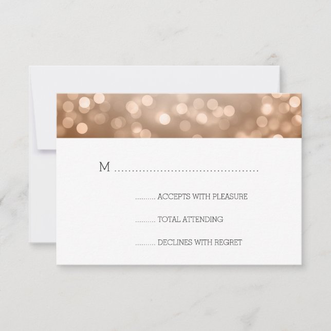 Copper Bokeh Lights Elegant Wedding RSVP (Frente)