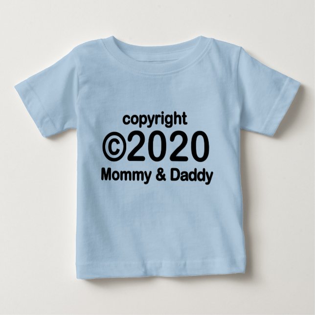 Copyright 2020 - Mamãe e camiseta de bebê Pai (Frente)
