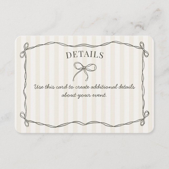 Coquete Preto Laço Bege Detalhes Convite Insert (Frente)