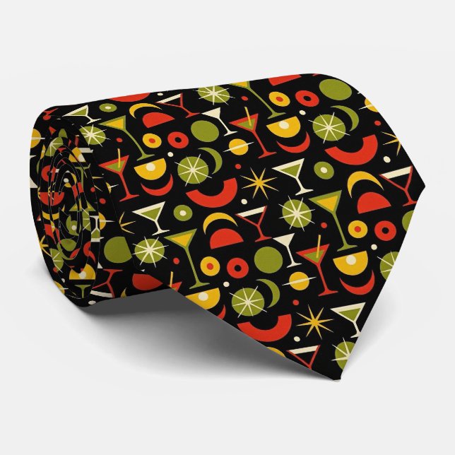 Coquetéis Modernos | Gravata de Martini Verde Oliv (Rolled)