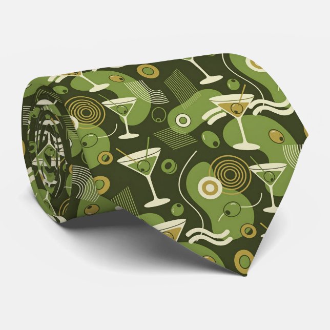 Coquetéis Modernos | Gravata Verde Oliva Martini (Rolled)
