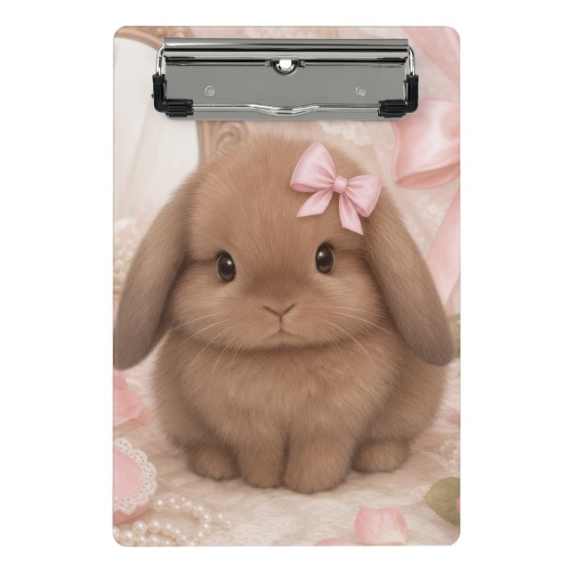 coquette coelho laço rosa Mini Prancheta (Frente)
