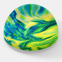 Cor acrílica, azul, verde, amarelo /