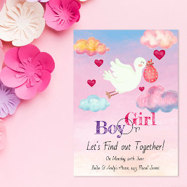 Cor da Água Rosa e Gênero Azul Convite para Aprese