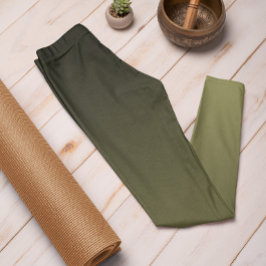 Cor da Tendência do Outono Leggings de Ombre Verde