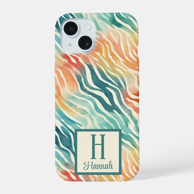 Cor d'água Colorida Monogramada Personalizada Padr (Verso)