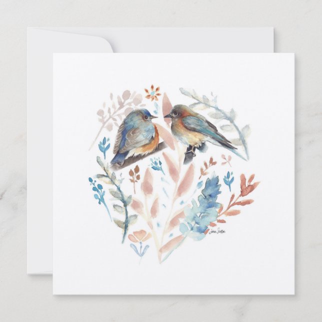 Cor d'água do Casal Bluebird doce com Floral (Frente)