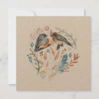 Cor d'água do Casal Bluebird doce com Floral