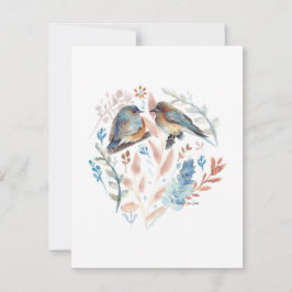 Cor d'água do Casal Bluebird doce com Floral