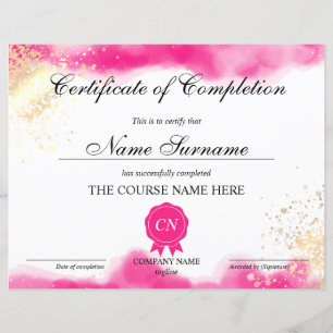Cor d'água do curso do Prêmio de Certificado de Co