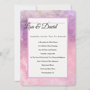 Cor d'água rosa do convite da Recepção de casament