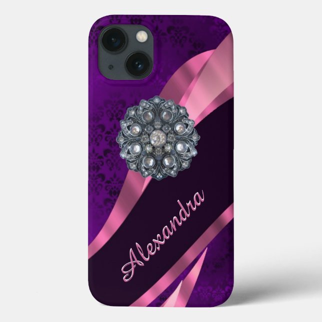 cor damasco bonito elegante roxa personalizada (Verso)