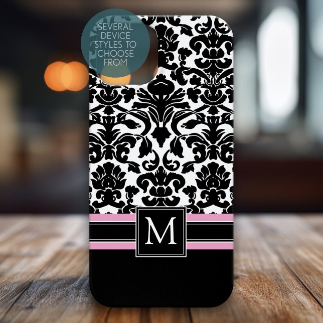 Cor damasco com Monograma (Monogram Phone Case)