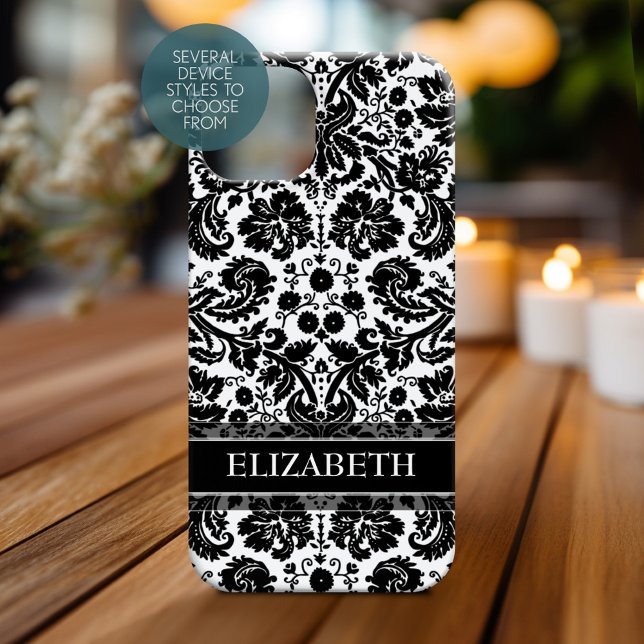 Cor damasco com nome personalizado (Personalized Phone Case with Custom Name)
