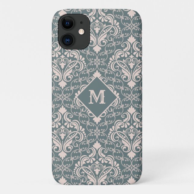 Cor damasco de capas de telefone de monograma pers (Verso)