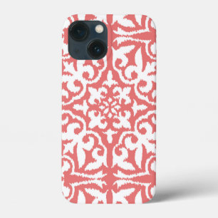Cor damasco Ikat - Cor-de-rosa e branco