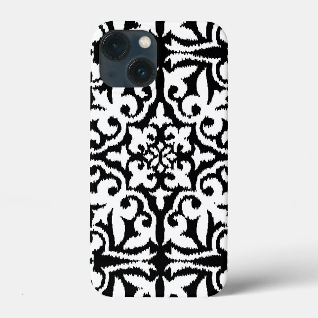 Cor damasco Ikat - Preto e Branco (Verso)