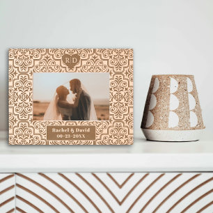 Cor damasco monograma e casamento cardíaco