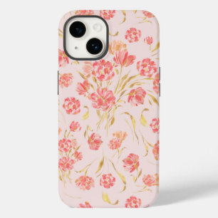 Cor de água floral de tulipas cor de rosa e de ou