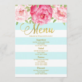 Cor-de-Água Rosa Azul Floral Blue Stripes Menu Cas