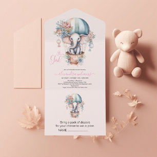 Cor-de-água rosa branca Balão de Ar Elefante Bebê