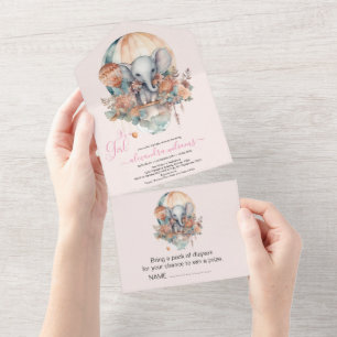 Cor-de-água rosa branca Balão de Ar Elefante Bebê
