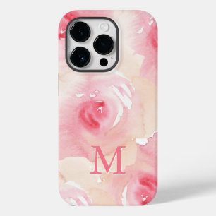 Cor de água rosa Cor de pêssego Monograma floral