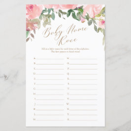 Cor de Água Rosa Floral Bebê Nome Race Jogo